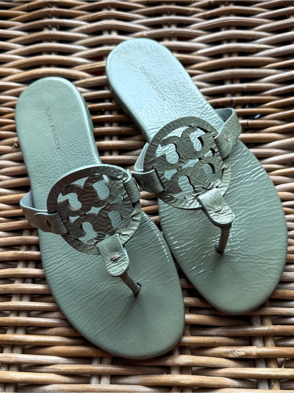 Tory Burch Miller Sandals Size Sz 7.5 New Arctic Comfort Shoes